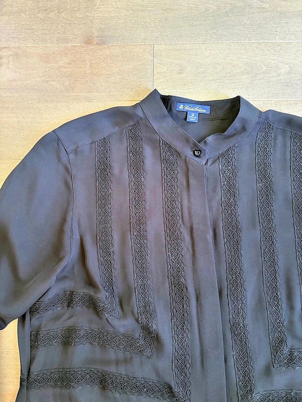 Brooks Brothers Black Silk Blouse Size 12 - Picture 3 of 7